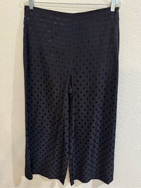 Zara Women Black Polka Dot Wide Leg Pants Large